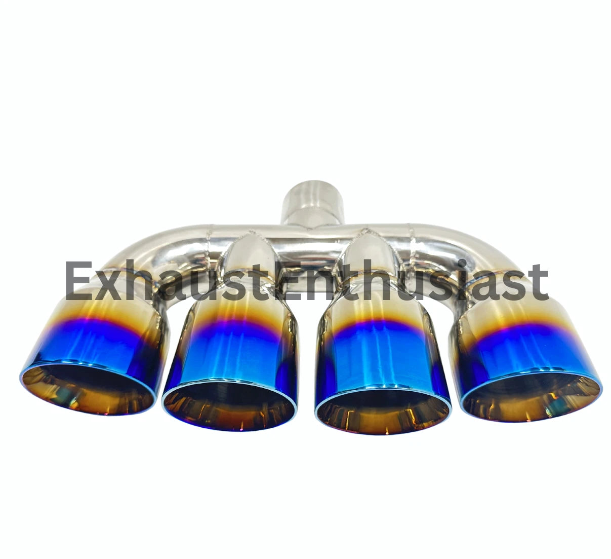 2.5" inlet - Quad 3.50 Outlets - 10.00 Long - 15" Wide BLUE BURN.