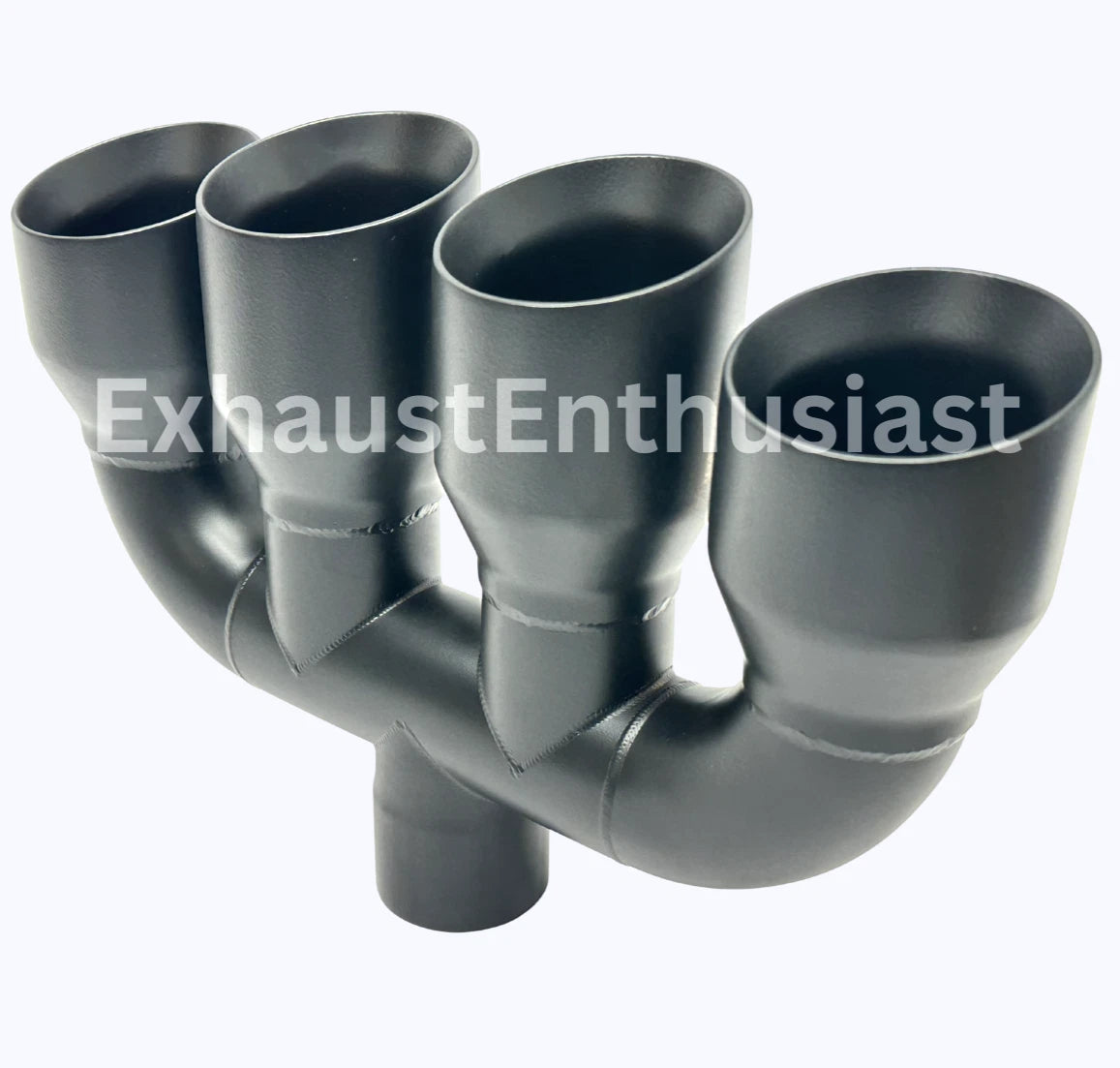 2.5" inlet - Quad 3.5" Outlets - 10" Long - 15" Wide BLACK.