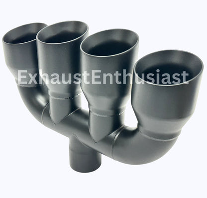 2.5" inlet - Quad 3.5" Outlets - 10" Long - 15" Wide BLACK.