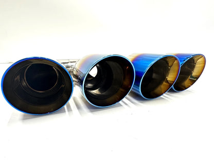 2.5" inlet - Quad 3.50 Outlets - 10.00 Long - 15" Wide BLUE BURN.