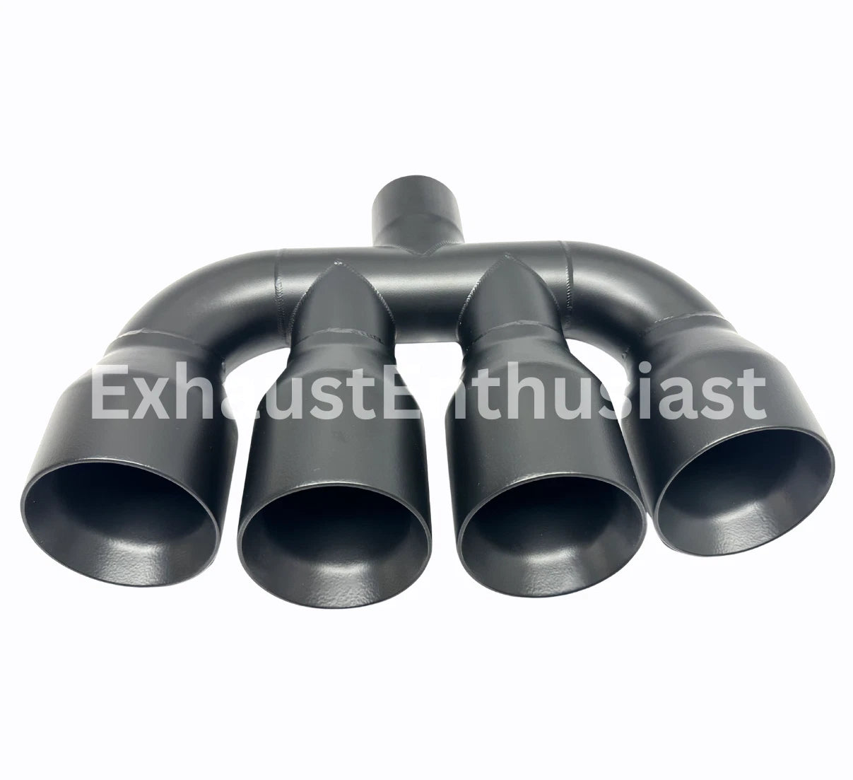 2.5" inlet - Quad 3.5" Outlets - 10" Long - 15" Wide BLACK.