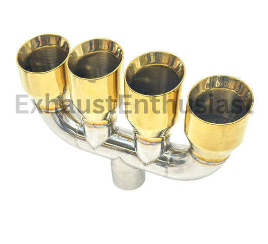 2 1/2" inlet - Quad 3.50 Outlets - 10.00 Long - 15" Wide GOLD.