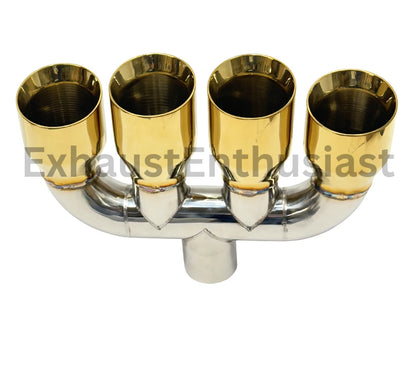 2 1/2" inlet - Quad 3.50 Outlets - 10.00 Long - 15" Wide GOLD.