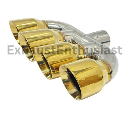 2 1/2" inlet - Quad 3.50 Outlets - 10.00 Long - 15" Wide GOLD.